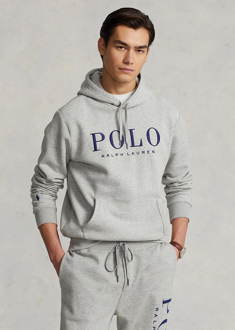 Sudadera Con Capucha Polo Ralph Lauren Hombre Logo-Embroidered Fleece Chile Gris EWVOI-8371